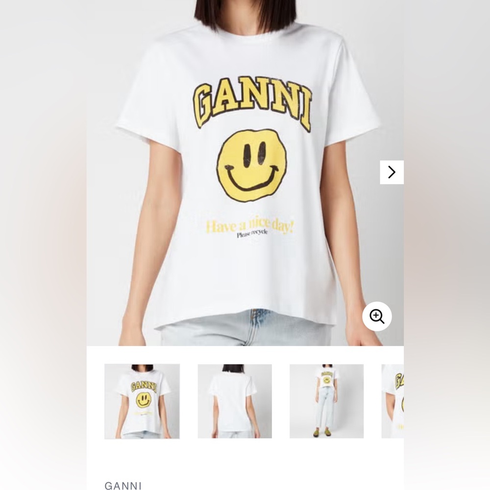 NWT Ganni Smiley Face T-Shirt